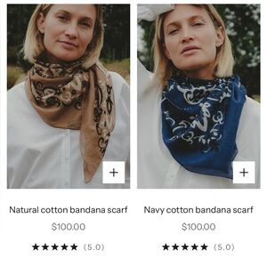 Cotton Bandana Scarf - Brown and Blue